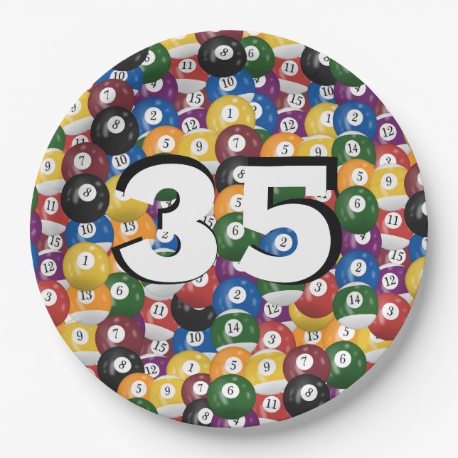 Billiard Balls for 35th birthday Paper Plates (Front)