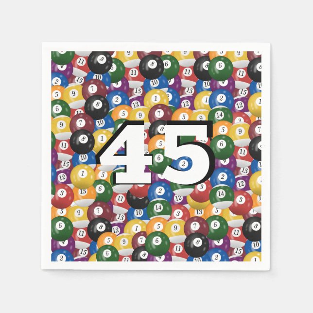 Billiard Balls for 45th birthday Napkins (Front)