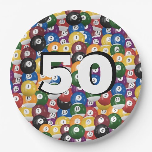 Billiard Balls for 50th birthday Paper Plates