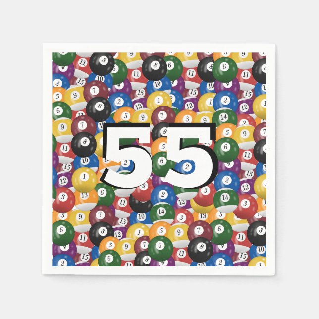 Billiard Balls for 55th birthday Napkins (Front)
