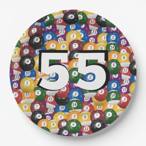 Billiard Balls for 55th birthday Paper Plates