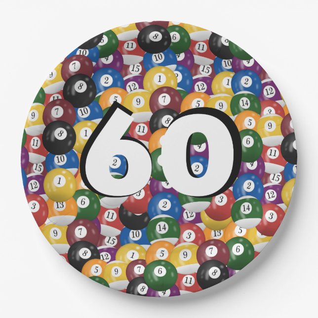 Billiard Balls for 60th birthday Paper Plates (Front)