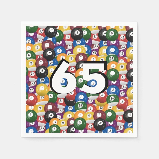 Billiard Balls for 65th birthday Napkins (Front)