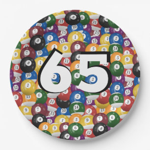 Billiard Balls for 65th birthday Paper Plates