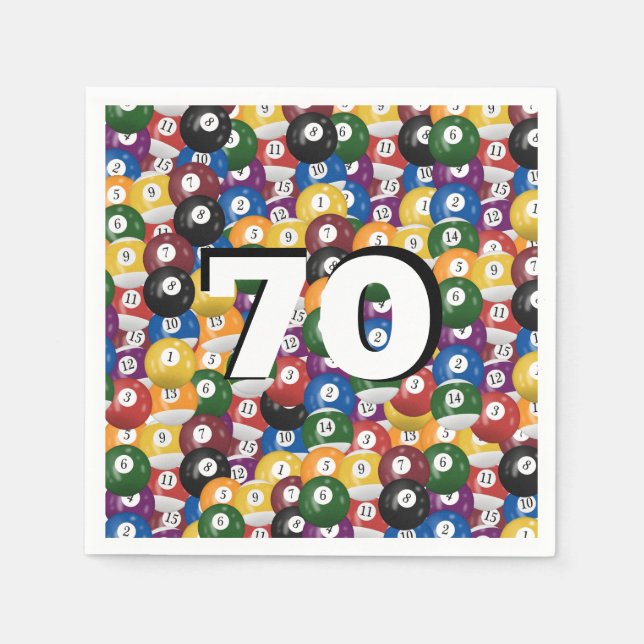 Billiard Balls for 70th birthday Napkins (Front)
