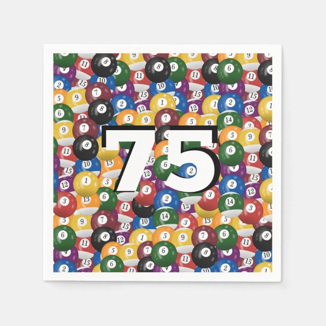 Billiard Balls for 75th birthday Napkins (Front)
