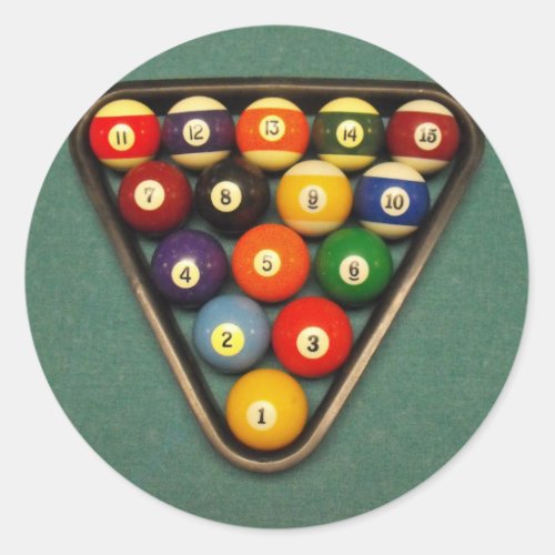 Billiard Balls in the Rack Classic Round Sticker