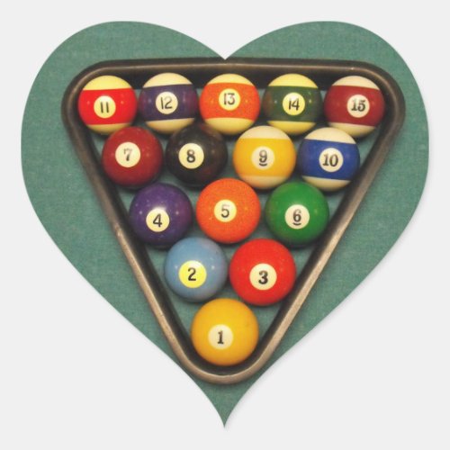 Billiard Balls in the Rack Heart Sticker