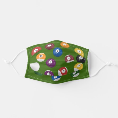 billiard balls on green adult cloth face mask