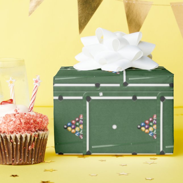 Billiard balls on pool table wrapping paper (Birthday Party)