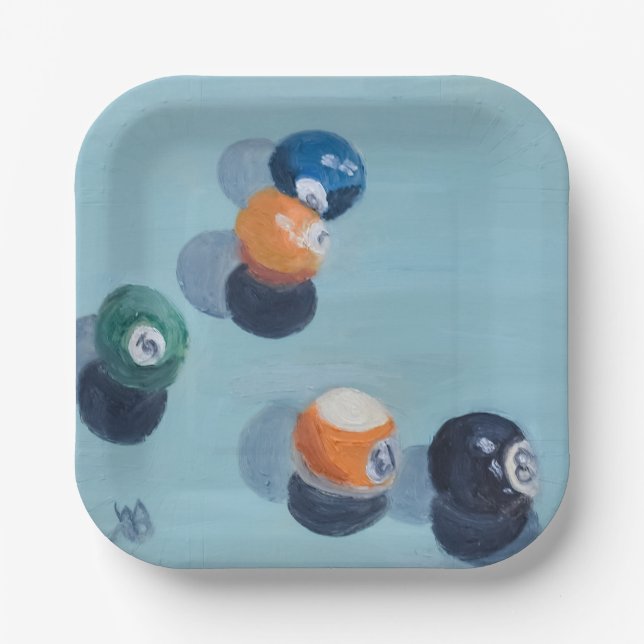 Billiard Balls  Paper Plates (Front)