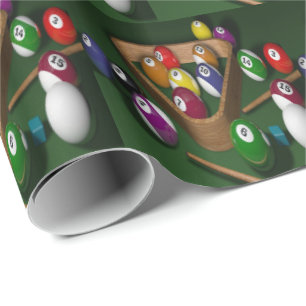 Billiard Balls Pool Balls On Table Print Wrapping Paper