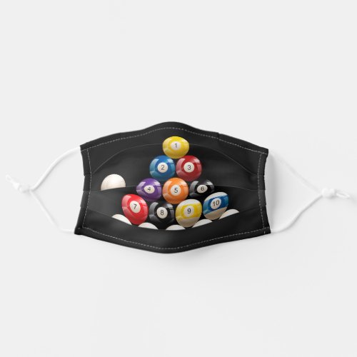 Billiard Balls Pyramid on black Adult Cloth Face Mask