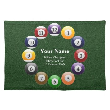 Billiard Balls Shiny Colorful Pool Snooker Sports Placemat by BCMonogramMe at Zazzle