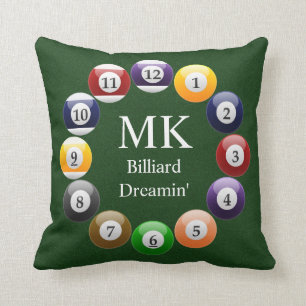 Billiard Balls Shiny Colorful Pool Snooker Sports Throw Pillow