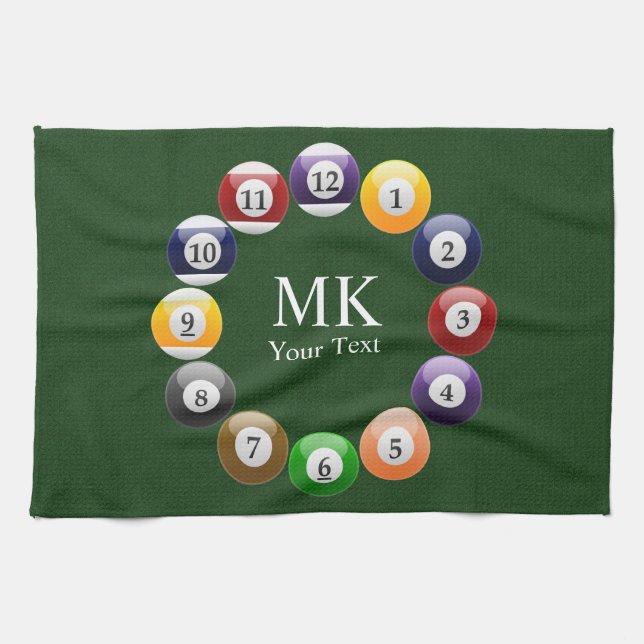 Billiard Balls Shiny Colorful Pool Snooker Sports Towel (Horizontal)