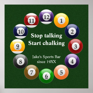 Billiard Balls Shiny Colourful Pool Snooker Sports Poster