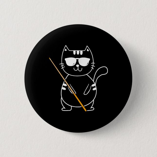 Billiard Cat - Billiard Player Billard 8-ball Pool Button (Front)