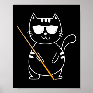 Billiard Cat - Billiard Player Billard 8-ball Pool Poster