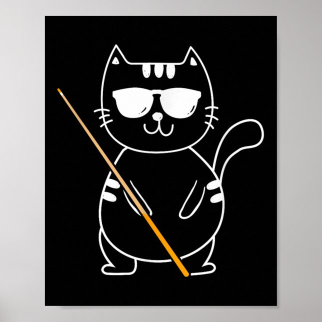 Billiard Cat - Billiard Player Billard 8-ball Pool Poster (Front)