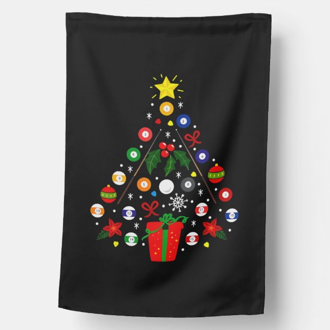 Billiard Christmas Tree House Flag (Front)
