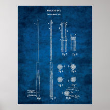 Billiard Cue Patent Art #4 Rec Room Decor