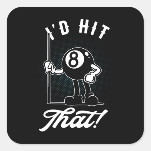 Billiard Cue Sports Funny 8_Ball Cartoon Pool Square Sticker