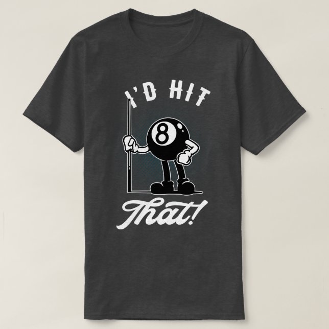 Billiard Cue Sports Funny 8Ball toon Pool T-Shirt (Design Front)