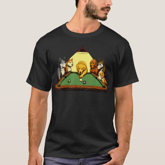 Billiard Dogs - 8 Ball Billiard Game Pool T-Shirt (Front)