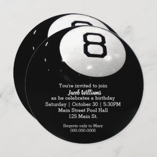 Billiard Eight Ball Birthday Invite