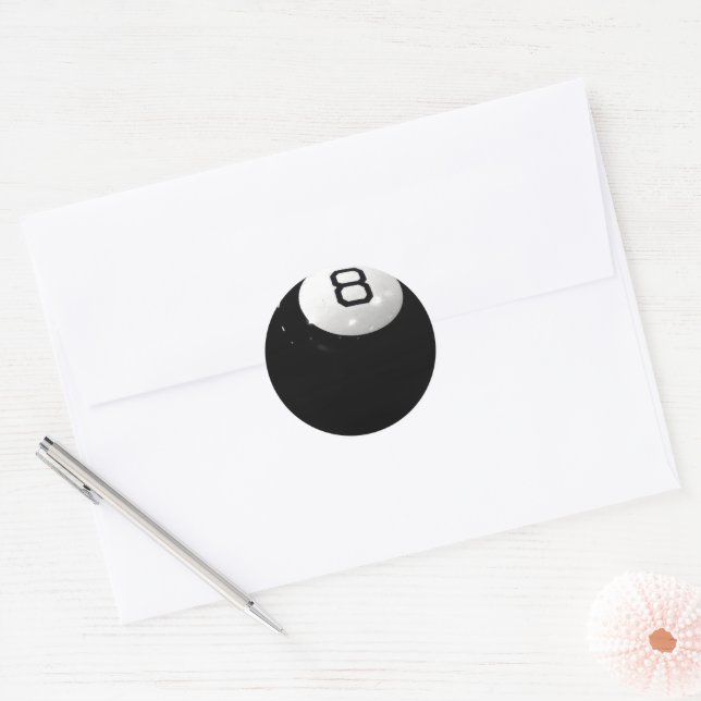 Billiard Eight Ball  Classic Round Sticker (Envelope)