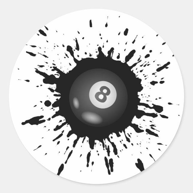 Billiard Explosion Classic Round Sticker (Front)
