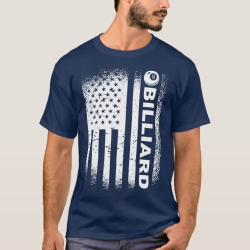Billiard Flag 8Ball Pool Billiard America Flag T_Shirt