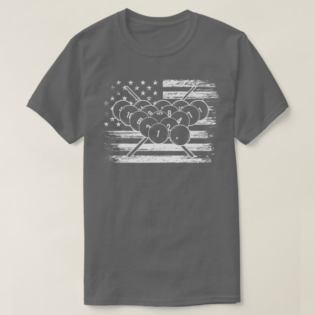 Billiard Flag  Snooker Pool Chalk Billiard Player  T-Shirt (Design Front)