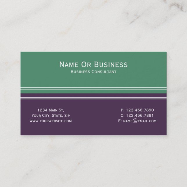 Billiard Green Acai Violet Color Block Business Card (Front)