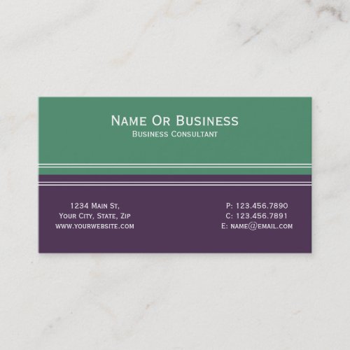 Billiard Green And Acai Violet Purple Color Block Business Card