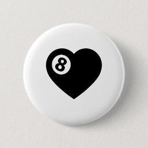 Billiard Heart Love Pool Player Valentine Poll Bal Button