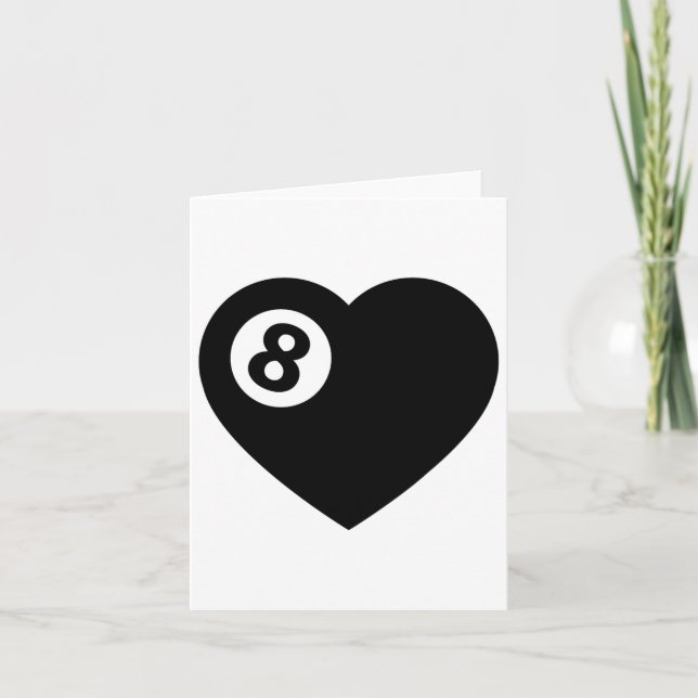 Billiard Heart Love Pool Player Valentine Poll Bal Card (Front)
