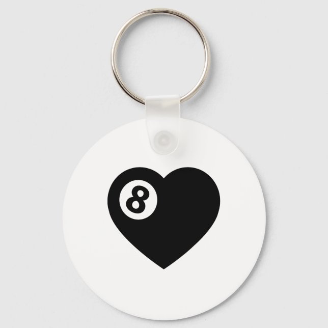 Billiard Heart Love Pool Player Valentine Poll Bal Keychain (Front)