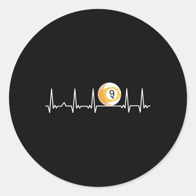 Billiard Heartbeat Snooker Pool Chalk Billiard Pla Classic Round Sticker (Front)