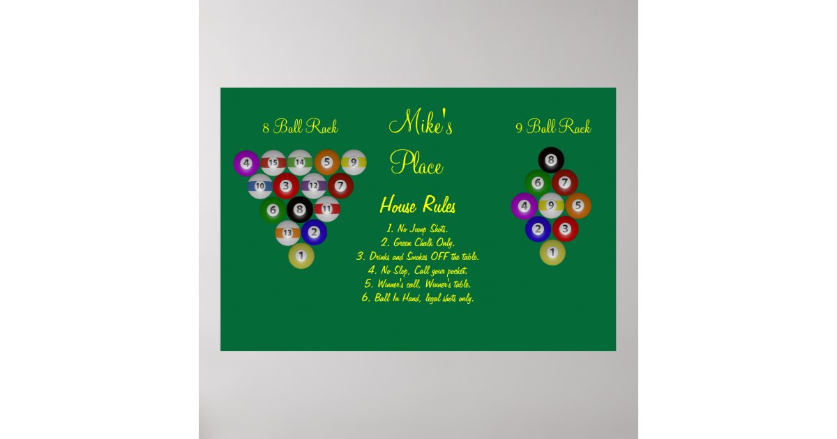 Billiard House Pool Rules Poster Zazzle Com