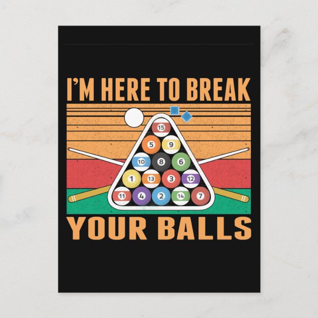 Billiard Humor Sarcastic Cue Sports Snooker Pool Postcard (Front)