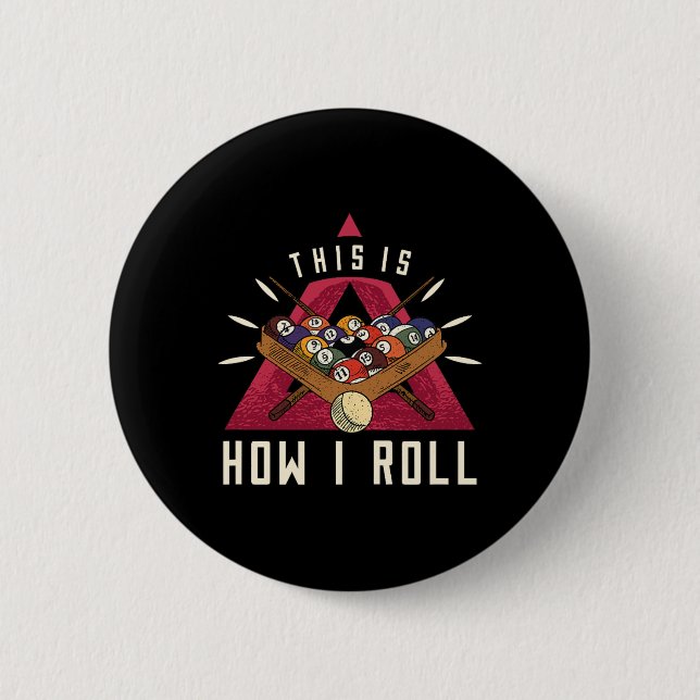 Billiard I Roll Billiards Game Snooker Pool Billia Button (Front)