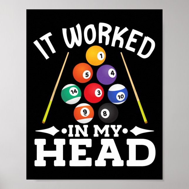 Billiard It Worked In My Head Pool Billiards Playe Poster (Front)