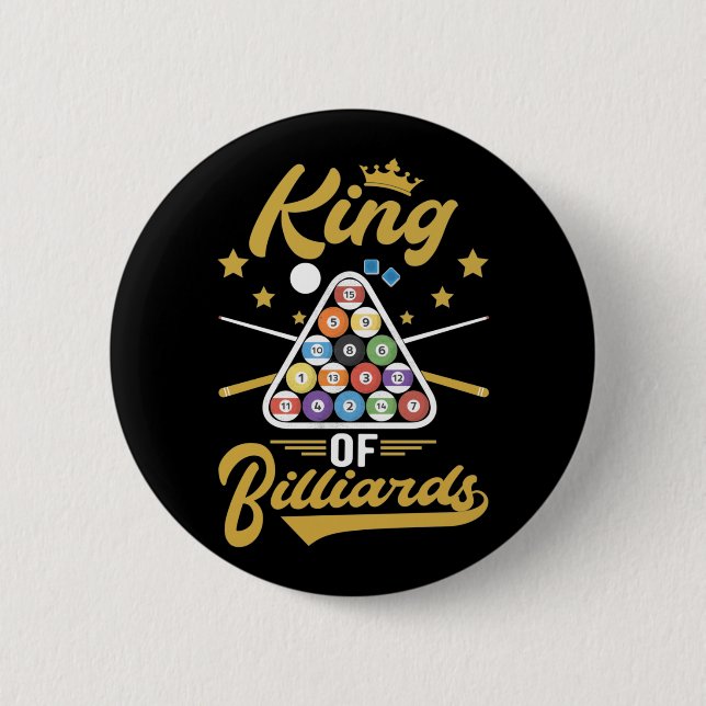 Billiard King Snooker Cue Sports Pool Player Button (Front)