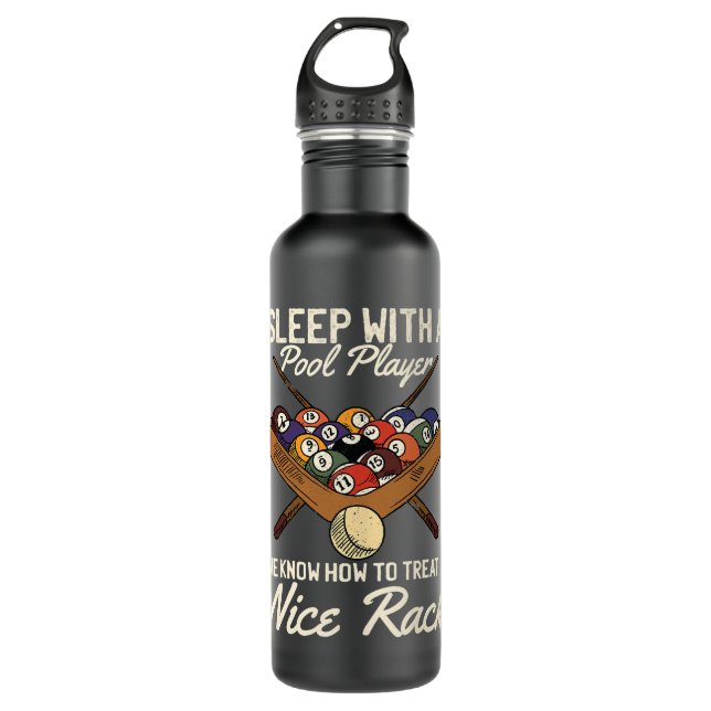 Billiard Lovers Pool Team Players Graphic Saying F Stainless Steel Water Bottle (Front)