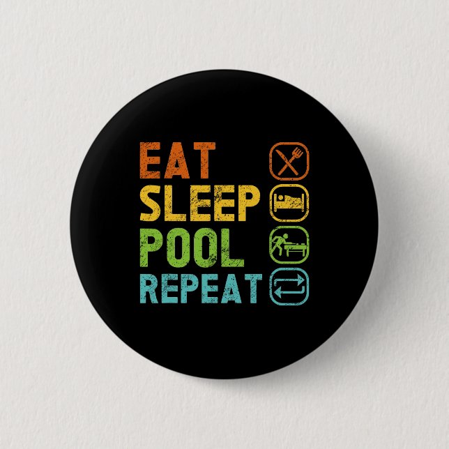 Billiard Player Eat Sleep Pool Repeat Pool Snooker Button (Front)