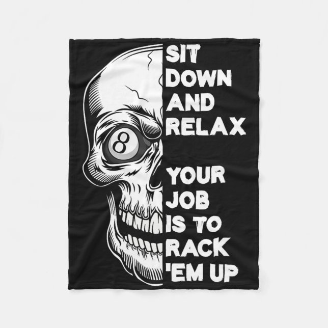 Billiard Player Skull Skeleton Billiards Table Rac Fleece Blanket (Front)