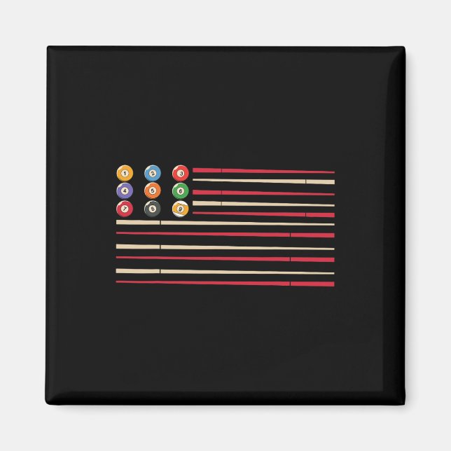 Billiard Player Us Flag Pool Snooker  Magnet (Front)