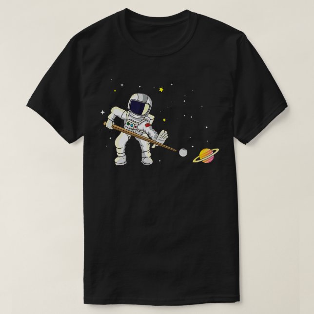 Billiard Players Space Billiard Stick Astronauts B T-Shirt (Design Front)